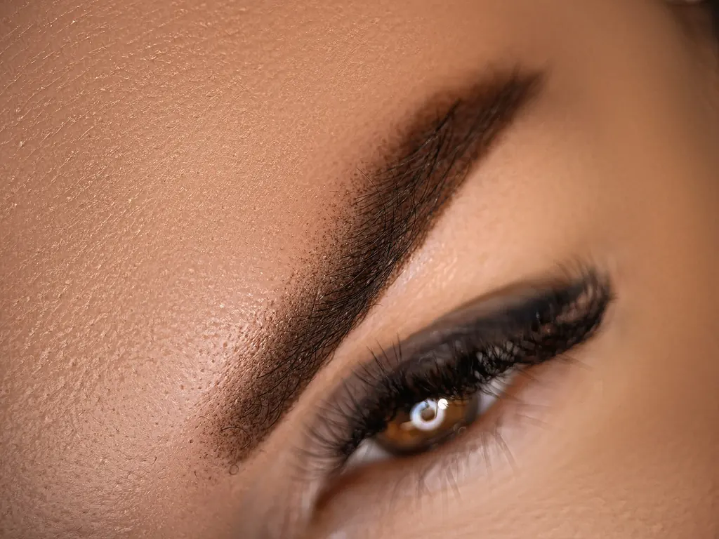 Detail photograph of powder ombre brow shading
